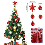 Cifeeo-30pcs/set Christmas Bauble Balls Pendant Xmas Tree Hanging Ornament Star Topper Noel Navidad Decoration for Home New Year Gift