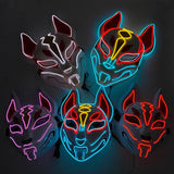 Cifeeo-Halloween Custom New Arrival LED Luminous Cosplay Anime Mask Neon Light Up Fox Mask Halloween Party Mask Carnival Party Led Mask