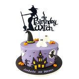 Cifeeo Halloween Cake Toppers Black Cat witch Pumpkin Happy Birthday Topper Cupcake Picks Halloween Boo Theme Birthday Party Decoration