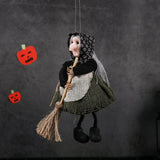 Halloween Decoration Witch Broom Figurines Decor Tree Hanging Decoration Doll Halloween Witch Ornament Dolls