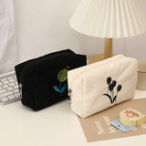 Cifeeo-Back To School Gifts Flowers Pencil Case School Supplies Large Capacity Pencilcase Estuches Corduroy Trousse Scolaire Piornik Stationery Pencil Pouch