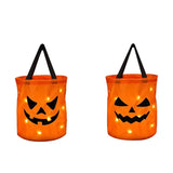 Cifeeo-LED Light Halloween Trick or Treat Bucket Pumpkin Candy Bags Collapsible Halloween Basket for Thanksgiving Party Gift Basket