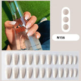 Cifeeo 24pcs Nude Color False Nails Set Press On Long Coffin Ballet Nails Wearable Full Cover White Gradient Artificial Fake Nail Tips