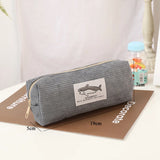 Cifeeo-Back To School Gifts Shark Pencil Case Corduroy Pen Case Kawaii Stationery Estuche Large Capacity Pencilcase Trousse School Supplies Pencil Pouch