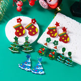 Cifeeo-Christmas gifts Acrylic Sequin Christmas Tree Earrings For Women Elegant Glitter Star Flower Glove Dangle Earring New Year Festival Jewelry Gift