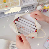 Cifeeo-Back To School Gifts Pencil Case Korean Corduroy Pencil Bag Trousse Large Capacity Stationery Pen Case Estuches School Supplies Cute Pencilcase
