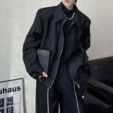 Cifeeo-Winter Outfits Men chill guy Men's Clothing Luxury Leisure Zipper Jacket Streetwear Solid Color  Harajuku Long Sleeve Pocket Coats Korean Popular Outwear