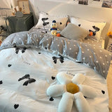 Cifeeo-Nordic Pink Black Checkerboard Duvet Cover Set with Pillowcase Bed Sheet Kid Girls Bedding Sets Full Queen Twin Kawaii No Filler