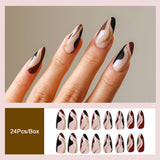 Cifeeo New Rainbow Color French Tips Fashion Almond Fake Nails With Designs Wearable False Nails Press On Nails DIY Manicure Patches