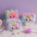 Cifeeo-Back To School Gifts Pencil Case Unicorn School Supplies Pencil Pouch Plush Estuche Escolar Big Eyes Pencilcase Stationery Pencil Cases For Girls