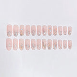 Cifeeo 24pcs Aurora Diamond False Nails With Glitter Rhinestones Long Coffin Fake Nails Nail Sticker Full Cover Nail Tips Press On Nail