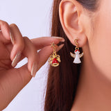 Cifeeo-Christmas gifts Christmas Asymmetrical Dangle Earrings For Women Santa Claus Christmas Tree Snowman Angel Zircon Pendant Earring Xmas Jewelry