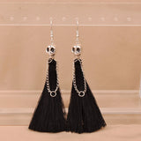 Cifeeo-Halloween Jewelry Gothic Punk Halloween Skeleton Drop Earrings For Women Creative Ethnic Long Tassel Skull Dangle Earring Party Festival Jewelry