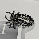 Cifeeo-Halloween Jewelry Gothic Black Spider Layered Bracelets For Men Women Goth Punk Crystal Zircon Insect Beaded Bangles Halloween Festival Jewelry