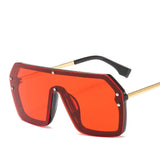 Cifeeo-Cool Sunglasses Red Black Oversized Square Sunglasses Women New 2024 One Piece Lens Big Frame Sun glasses For Man UV400 Silver Mirror