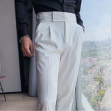 Cifeeo-Winter Outfits Men chill guy Men's Korean Light Luxury Fitting Well Drooping Baggy Suit Pants Button-down Solid Color Straight Premium Elegant Dress Pants