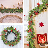 Cifeeo-150cm Christmas Wreath Rattan Artificial Vine Hanging Floral Garland Christmas Decorations for Home Xmas Fireplace Door Decor