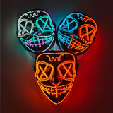 Cifeeo-Halloween Custom Wireless LED Glowing Mask EL Neon Colorful Luminous Purge Mask Halloween Horror Cosplay Party Mask Carnival Costume Supplies