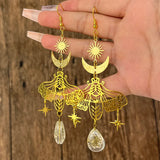 Cifeeo-Amethyst Butterfly Drop Earrings For Women Fashion Simple Sun Moon Lady Birthday Logistics Pendant Earrings Jewelry Direct Sales