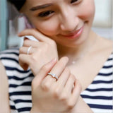Cifeeo-Christmas gifts idea Dazzling Rose Gold Silver Color Round Ring for Women Metal Inlaid Zircon Stones Wedding Rings Set Engagement Jewelry