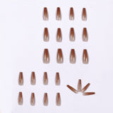 Cifeeo 2022 New Long Ballerina False Nails With Designs Fashion Clear Coffee Color Fake Nails Press On Nails French Coffin Nail Tips