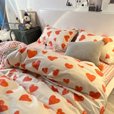 Cifeeo-Nordic Pink Black Checkerboard Duvet Cover Set with Pillowcase Bed Sheet Kid Girls Bedding Sets Full Queen Twin Kawaii No Filler