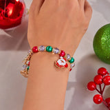 Cifeeo-Christmas gifts Merry Christmas Multicolor Beads Bracelet For Women Handmade Santa Claus Snowman Crutch Pendant Bracelets Girls Party Jewelry