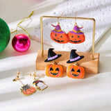 Cifeeo-Halloween Jewelry Funny Halloween Cartoon Earrings For Women Pumpkin Ghost Big Eye Spider Skull Bat Black Cat Dangle Earrring Party Jewelry Gifts