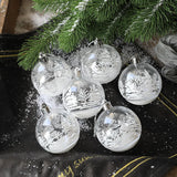 Cifeeo-6pcs 6cm Transparent Snow Christmas Balls Pendants for Christmas Tree Decoration Clear Baubles Hanging Ornaments Xmas Navidad