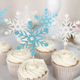 Cifeeo-20pcs Ice Snowflake Cupcake Topper Christmas Kids Birthday Cake Toppers Baby Shower Wedding Party Cake Decoration Xmas Supplies