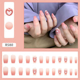 Cifeeo Matte Gradient False Nails With Designs Mid-length Ballerina Coffin Nails Frosted Fake Nails Full Cover Nail Tips Press On Nails