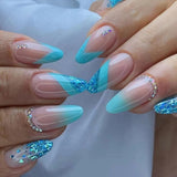 Cifeeo 24Pcs Detachable Almond False Nails French Fake Nails Full Nail Art Tips Press On Nails