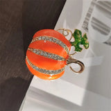 Cifeeo-Halloween Jewelry Halloween Enamel Pumpkin Brooches For Women Men Classic Rhinestone Green Leaf Lapel Pins Daily Festival Hat Suit Dress Jewelry