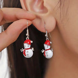 Cifeeo-Christmas gifts Merry Christmas Cute Snowman Zircon Dangle Earrings For Women Red Santa Claus Elk Snowflake Bells Earring New Year Party Jewelry