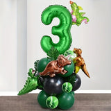 Cifeeo-26pcs Dinosaur Balloons Green Digital Birthday Theme Balloon Baby Shower Jungle Dinosaur Party Decoration