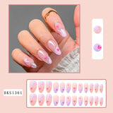 Cifeeo 24Pcs Long Coffin False Nails with Glue Wearable Brown Fake Nails with   Rhinestones Ballet Press on Nails Full Cover Nail Tips