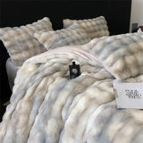 Cifeeo-Autumn and Winter Bedding Set Shaggy Faux Rabbit Fur Velvet Fleece Bedding Set, Plush Duvet Cover, Bed Sheet, Pillowcases, Gradient Color, Ultra Soft