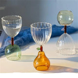 CIFEEO-Fruit Stem Goblet Glass Cocktail Glass Wine Glass Cup Ice Cream Dessert Glass Drinking Glasses