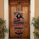 Cifeeo 2023 Halloween Pumpkin Hanging Sign Spooky Witch Bat Trick or Treat Banner Front Door decor Halloween Party Decorations for Home