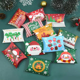 Cifeeo-24/12pcs Christmas Pillow Shape Candy Box Merry Christmas Kraft Paper Gift Box Packging Kids Favors Happy New Year Navidad 2024