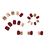 Cifeeo- 24Pcs Short Square False Nail With Sticker Cute Tiger Wearable Artificial Fake Nails DIY Full Cover Tips Manicure Tool