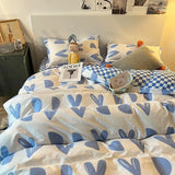 Cifeeo-Nordic Pink Black Checkerboard Duvet Cover Set with Pillowcase Bed Sheet Kid Girls Bedding Sets Full Queen Twin Kawaii No Filler