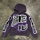 Cifeeo-Y2K baggy Street Hip Hop Casual All-Match Pullover graphic Hoodie Men Fashion Goth Purple Ripped Print Oversized 2000s sudaderas