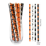 Cifeeo-25/50pcs Halloween Paper Straws Pumpkin Bat Spider Ghost Pattern Drinking Straw Halloween Party Home Bar Decoration Supplies