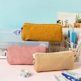 Cifeeo-Back To School Gifts Corduroy Pencil Case School Supplies Pencil Case Girls Retro Simple Large Capacity Estuche Escolar Stationery Pencil Pouch
