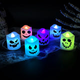 Cifeeo-6pcs Halloween Led Ghost Pumpkin Candle Light Glowing Lamp Halloween Party Home Bar Decoration Haunted House Horror Props