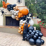 Cifeeo 156Pcs Halloween Balloons Garland Kit Pumpkin Foil Ballon Double Stuffed Balloons Arch Kit 3D Scary Bat Decor Globos Decorations