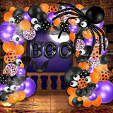 Cifeeo 111Pcs Halloween Balloon Garland Arch kit With Spider Web Boo Aluminum Foil Balloons for Halloween Day Party Decorations
