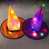 Cifeeo New 1PC LED Lights Witch Hats Halloween Costume Cosplay Props Outdoor Tree Hanging Ornament  Party Decor Halloween Decoration