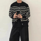 Cifeeo-Winter Outfits Men chill guy Autumn Clothing Men's Light Luxury Thin Striped Knit Cardigan Sweater Korean Vintage Popular Button-down Long Sleeve Knitwear